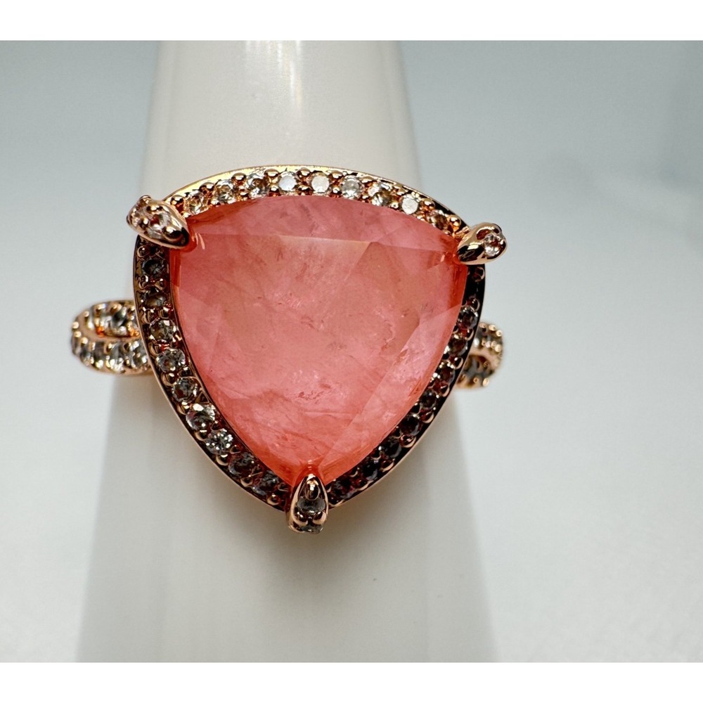 Bomb Party Into The Glow Rose Quartz Ring Size 8 RG83191 Rose Gold Plated